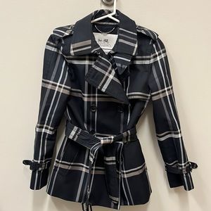 Plaid Coach trench coat size XS